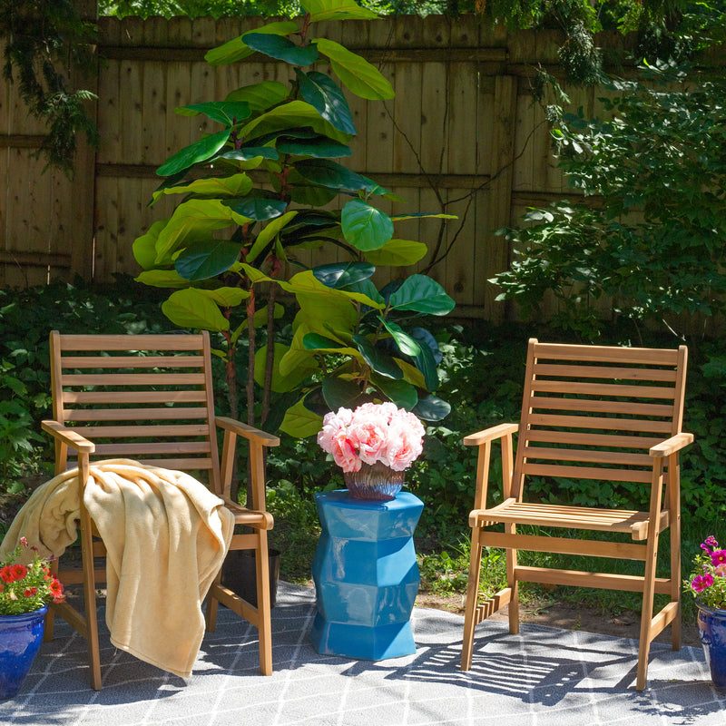 Sunnydaze Hatteras Acacia Wood Outdoor Dining Chairs with Arms - Set of 2