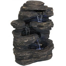 Sunnydaze Rock Falls Outdoor Waterfall Fountain with LED Lights, 24 Inch Tall