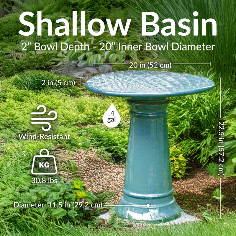 Sunnydaze Rennes Outdoor Ceramic Bird Bath - 22.5" H