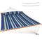 Sunnydaze Quilted Fabric Double Hammock with Pillow & Spreader Bars - Catalina Beach