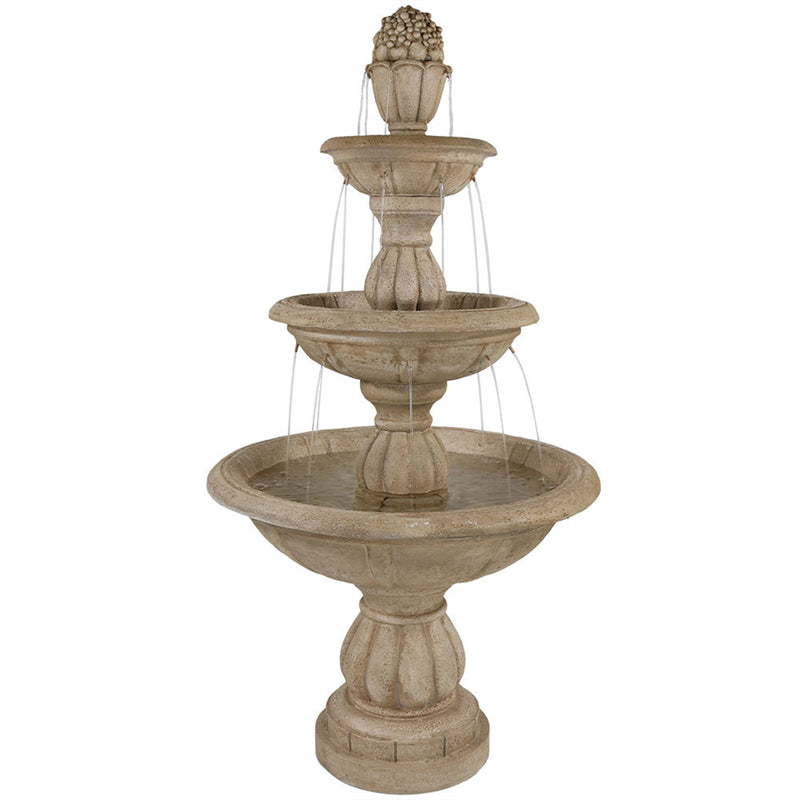 Sunnydaze 3-Tier Cornucopia Outdoor Water Fountain, 61 Inch Tall