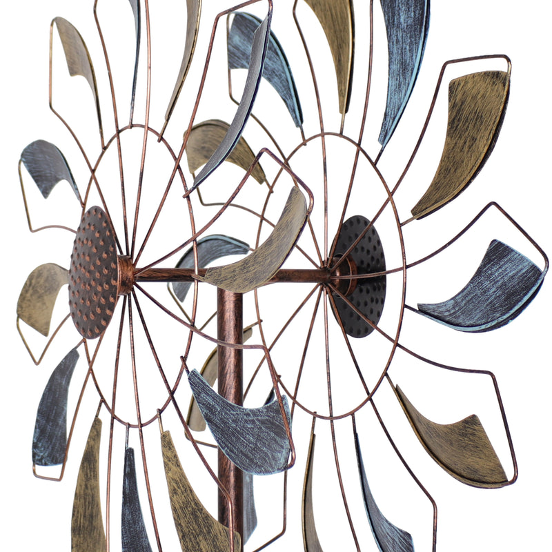 Sunnydaze Metallic Pinwheel Metal Garden Wind Spinner - 84.5" H