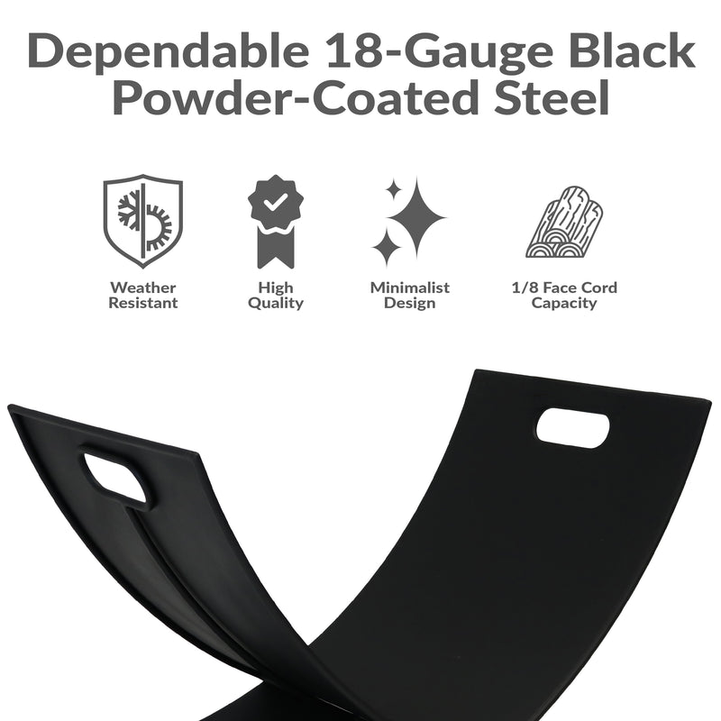 Sunnydaze Black Steel Curved Log Holder - 30"