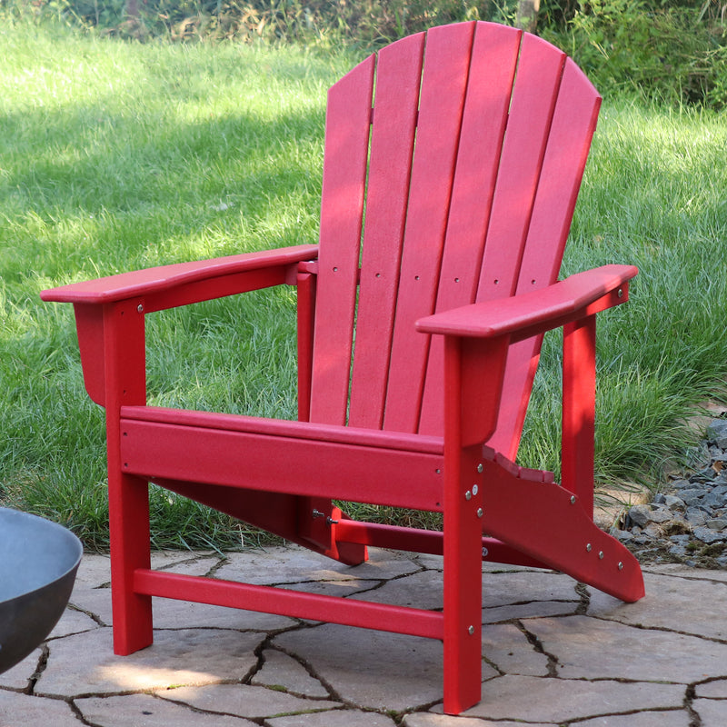 Sunnydaze Upright, All-Weather Adirondack Chair - 300-Pound Capacity - 38.25” H