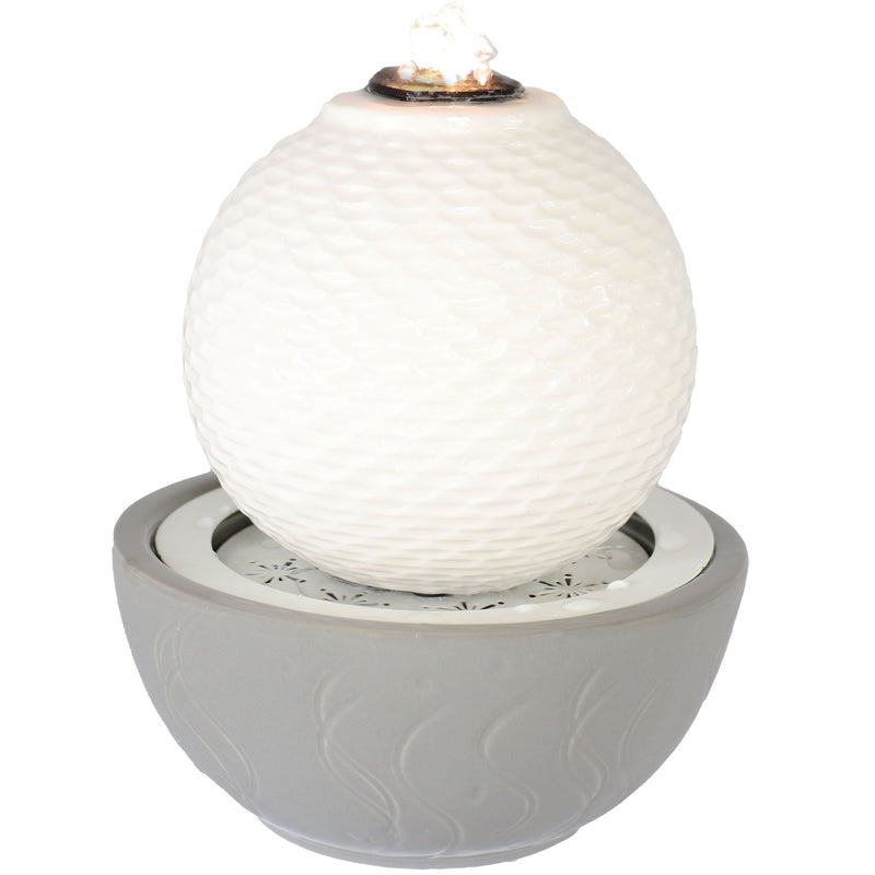 Sunnydaze Patterned Sphere Indoor Water Fountain with Lights - 9.5" H