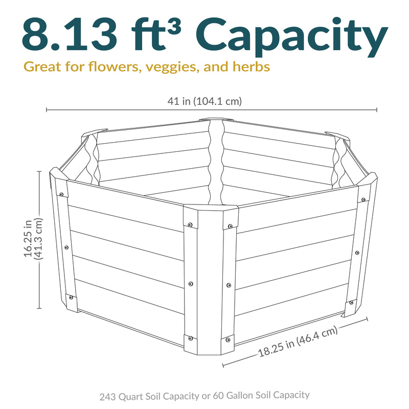 Sunnydaze 41" Steel Hexagon Raised Garden Bed