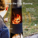 Sunnydaze 59" H Steel Fire Pit Chiminea with Built-In Log Holder