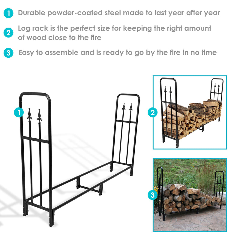 Sunnydaze Indoor/Outdoor 6' Steel Decorative Firewood Log Rack