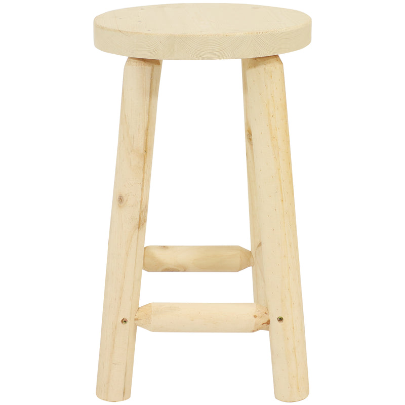 Sunnydaze Round Backless Wooden Bar Stool - 24" H