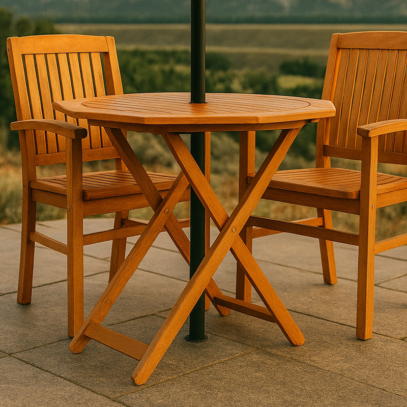 Sunnydaze Meranti Wood Octagon Outdoor Folding Patio Table