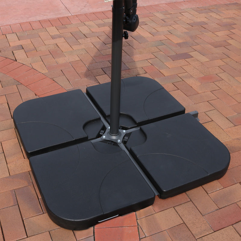 heavy base for large patio umbrella Sunnydaze Set of 4 Heavy-Duty Water/Sand Cantilever Umbrella Base Plates