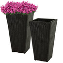 Sunnydaze Polyrattan Square Tall Wicker Planter