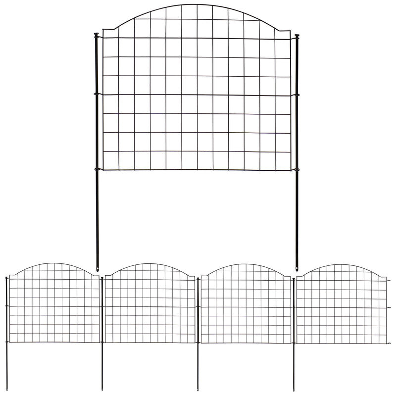 Sunnydaze 5-Piece Arched Grid Steel Decorative Garden Fence Panels - 12.5' Overall