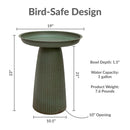 Sunnydaze Gleeful Garden Metal Outdoor Bird Bath - UV-Resistant Finish
