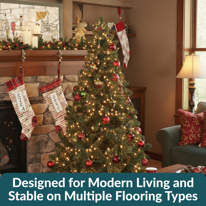 Sunnydaze Unlit Faux Christmas Tree with Hinged Branches and Stand