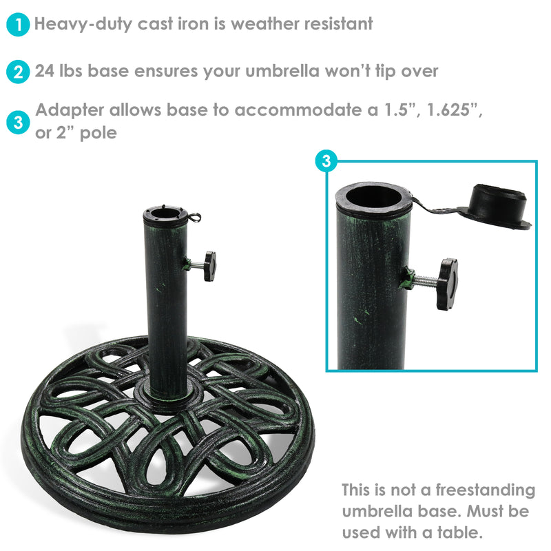 Sunnydaze Round Cast Iron Outdoor Patio Umbrella Base Stand - 17"