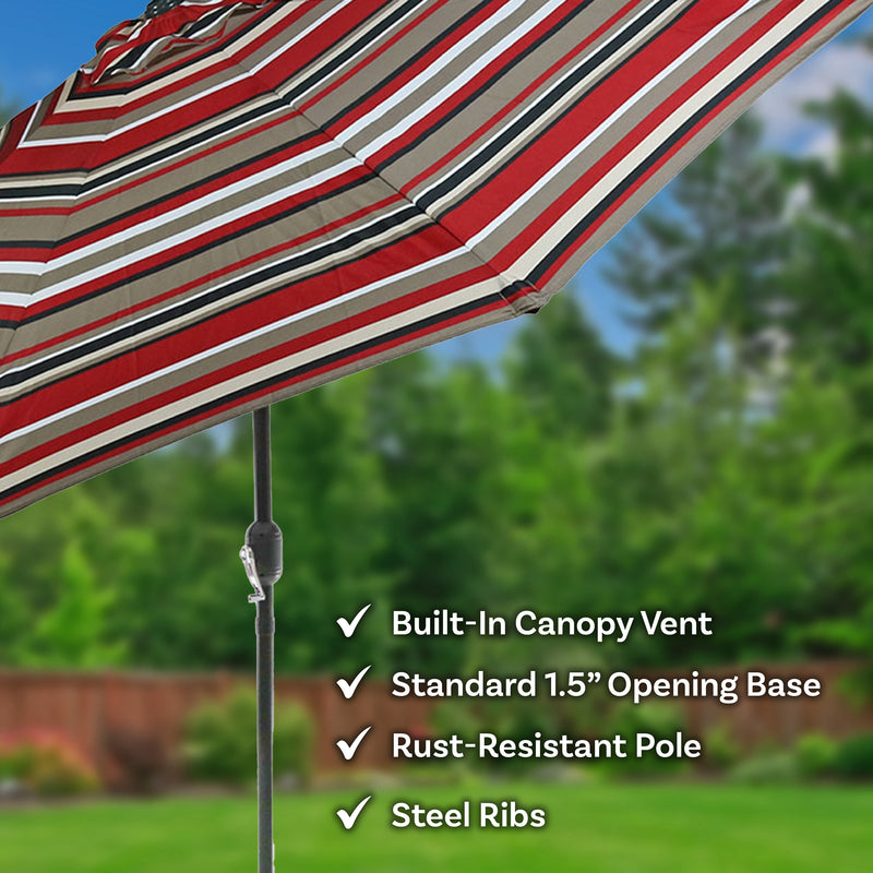 Sunnydaze Striped 9' Patio Umbrella with Push Button Tilt & Crank