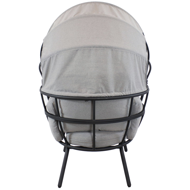 Back view of gray luxury patio egg chair. 