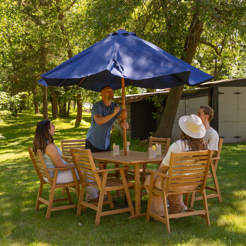 Sunnydaze Hatteras 7-Piece Outdoor Dining Set with Umbrella Hole - Patio Dining Set for 6