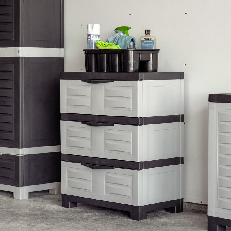 Sunnydaze 3-Tier Plastic Storage Drawers - Gray