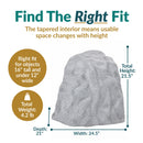 Flat-Top Artificial Garden Rock + Stakes dimension diagram showing the artificial boulder measuring 24.5 inches wide by 21 inches deep by 21.5 inches high and weighing 4.2 pounds. The included stakes each measure 1 inch wide by 12 inches high.