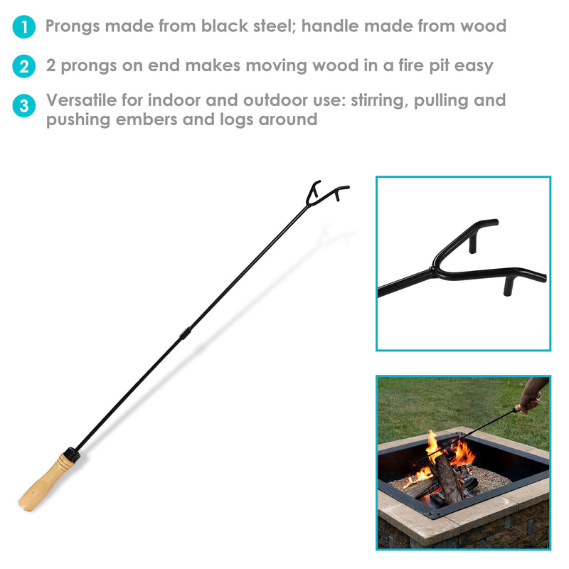 Sunnydaze Fire Pit Poker with Wood Handle - 32"