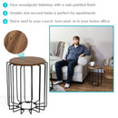 Sunnydaze Steel Wire End Table with Faux Woodgrain Tabletop