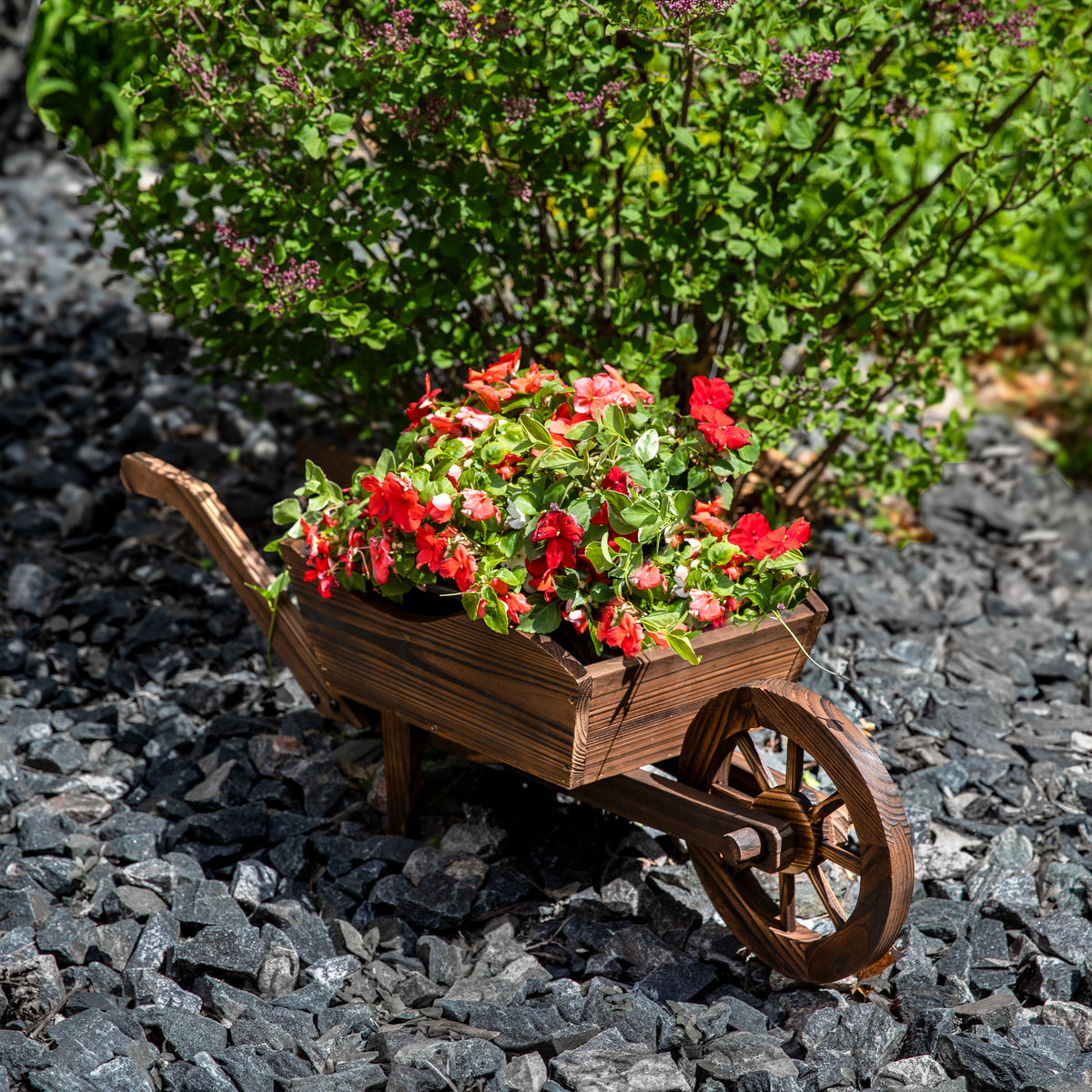 wheelbarrow plant pot Sunnydaze Wooden Decorative Wheelbarrow Planter