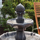 Sunnydaze 2-Tier Solar Outdoor Water Fountain with Battery Backup