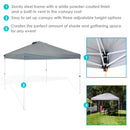 Three bullet points highlighting the main features of the pop up canopy.