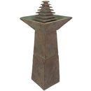 Indoor tabletop water fountain with a compact design, flowing water, decorative rocks, and a polyresin construction.
