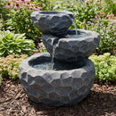 Sunnydaze 3-Tier Chiseled Basin Solar Powered Fountain for Garden, Patio, Yard or Balcony - Polyresin