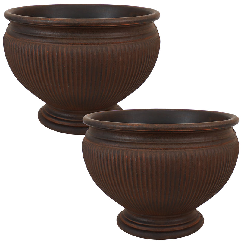 Sunnydaze Elizabeth Ribbed Urn Indoor/Outdoor Planter Pot, 16-Inch Diameter