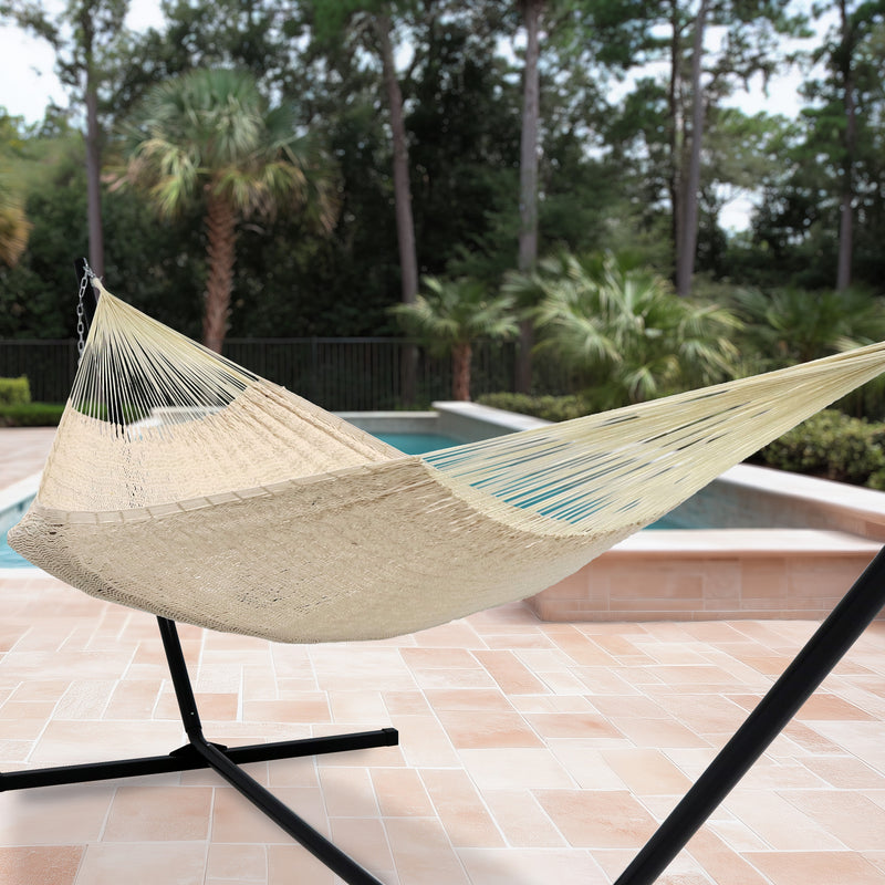 familien hängematte wetterfest Sunnydaze Mayan Outdoor Hammock - Family Size - Handwoven