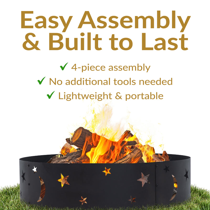 Sunnydaze Portable 36" Outdoor Fire Pit Ring with 360-Degree Cutouts