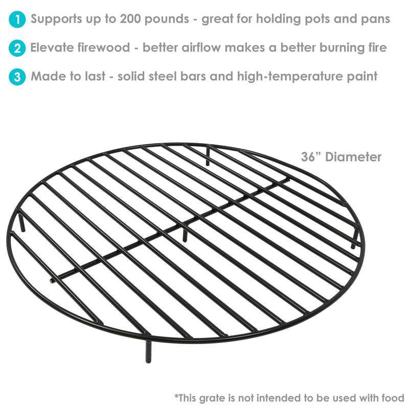 Sunnydaze Outdoor Heavy-Duty Steel Round Fire Pit Grate