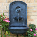 Sunnydaze Seaside Outdoor Solar Wall Fountain with Battery Backup - 27" H