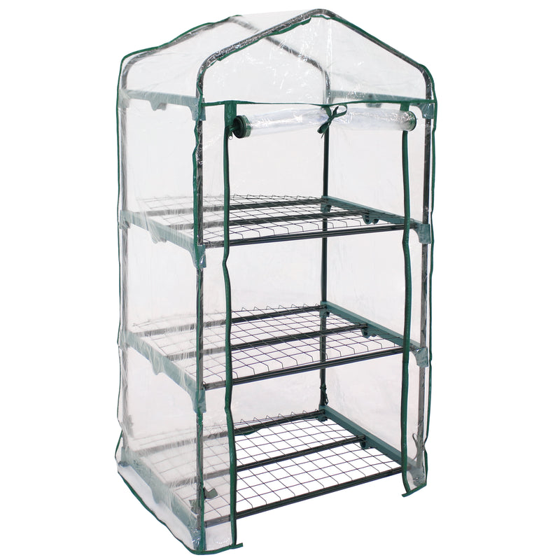 Sunnydaze Portable 3-Tier Mini Greenhouse for Outdoors - Clear