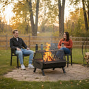 Sunnydaze Outdoor Fire Pit with Grill and Spark Screen -36" H