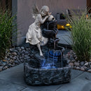 Sunnydaze Angel Falls Solar Fountain with Battery Backup - 29"