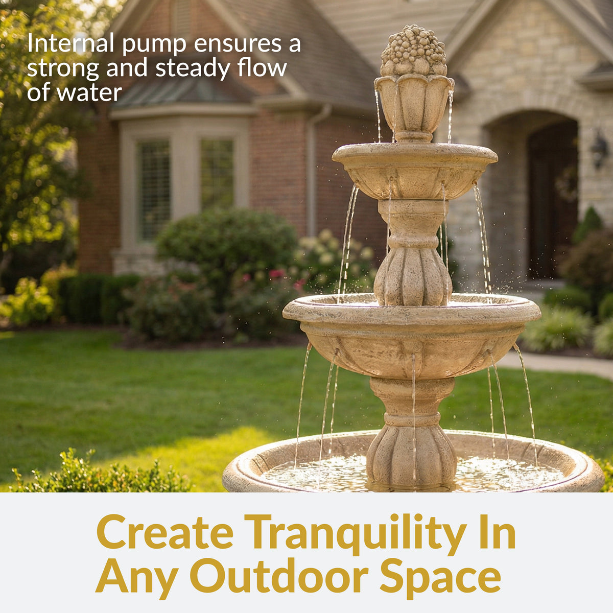Sunnydaze 3-Tier Cornucopia Outdoor Water Fountain - 61
