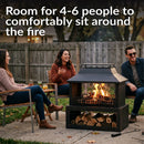 Sunnydaze Bronze Steel Outdoor Fireplace with Log Storage - 35" H