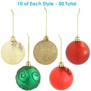 Sunnydaze Holly Jolly 50pc Christmas Ornament Balls