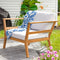 Sunnydaze Bodie Acacia Armchair with Cushions - Club Chair for Patio - Bone White Cushions