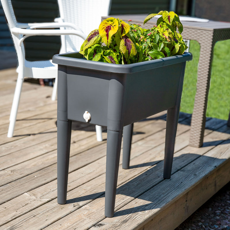 self watering raised planter Sunnydaze Self-Watering Raised Garden Bed with Cloche Cover - 30" W x 14.5" D x 33" H