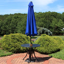 closed blue starry galaxy umbrella with black pole