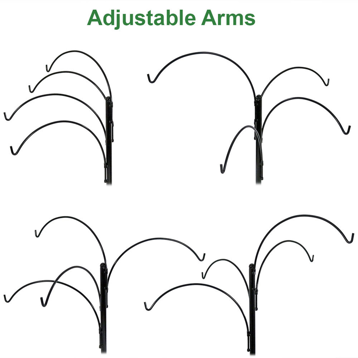four arm plant hanger Sunnydaze 4-Arm Hanging Plant Basket Stand with Adjustable Arms 84-inch Tall