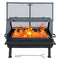 Sunnydaze Outdoor Fire Pit with Grill and Spark Screen -36" H