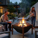 Sunnydaze Steel Outdoor Triangle Fire Pit and Side Table - 31"