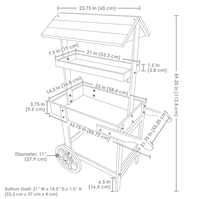 Sunnydaze Country Market Flower Cart Display Stand - 49.25” H